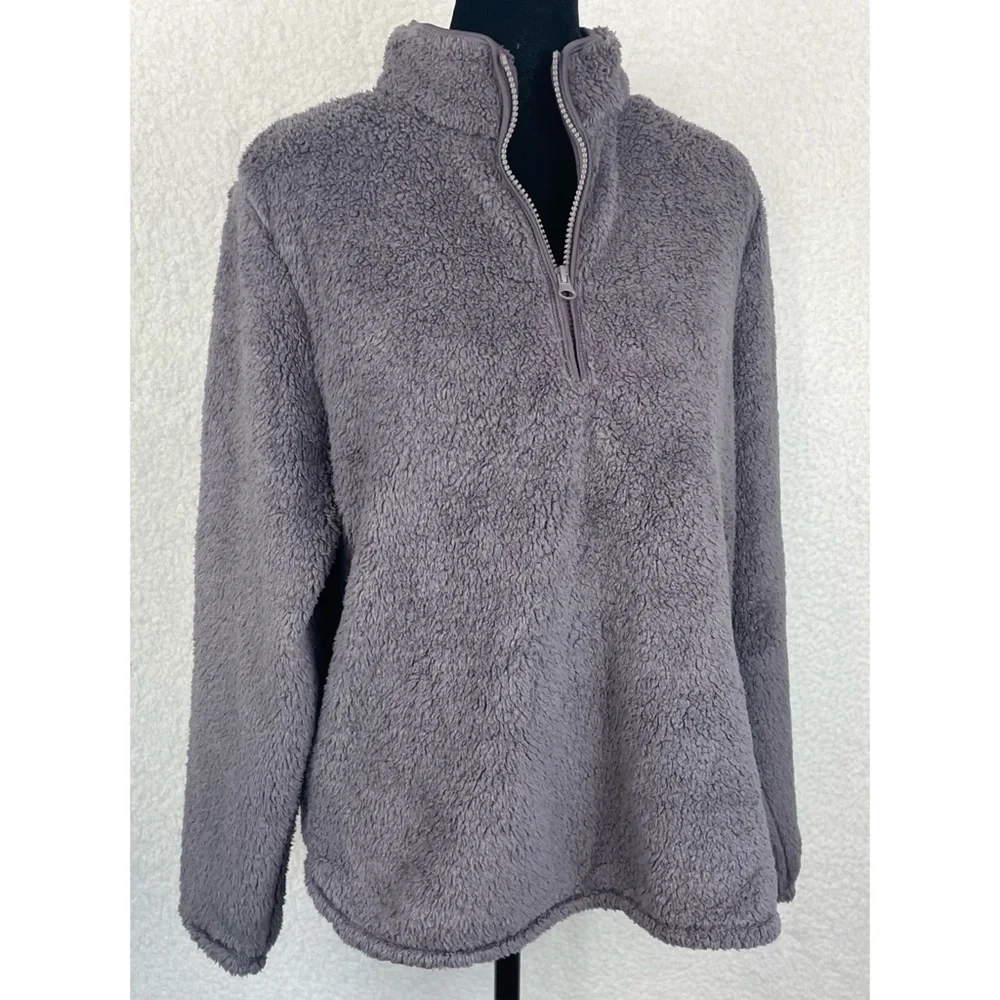 (NWT) H&M • Dusty Purple Quarter-Zip Sherpa Fleece Jacket, M - Picture 8 of 12